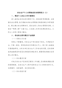 安全生产个人对照检查发言提纲范文（1）