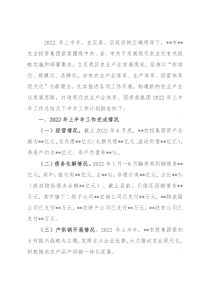 农业投资集团2022年上半年工作总结及下半年工作计划