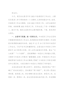 县委书记在全县经济工作会议上的讲话