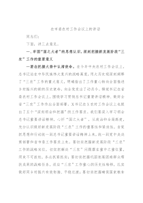 在市委农村工作会议上的讲话