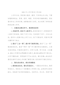 2021年上半年党务工作总结