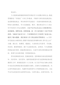 在青年理论学习小组集中研讨会上的总结讲话
