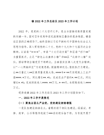 镇2022年工作总结及2023年工作计划
