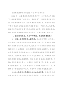 县自然资源和规划局2021年上半年工作总结