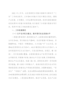 全区乡村振兴提速专项行动半年度工作推进情况汇报