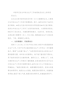 市委书记在全市安全生产工作电视电话会议上的讲话