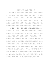 农业综合行政执法改革汇报材料