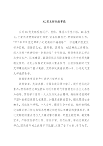 XX党支部先进事迹