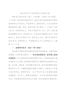 某区委书记关于城市提质工作情况汇报