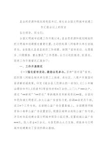 县自然资源和规划局党组书记、局长在全国文明城市创建工作汇报会议上的发言