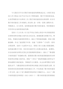 在全市数字政府建设统筹推进会议上的讲话