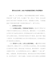 国有企业负责人2022年度抓基层党建工作述职报告