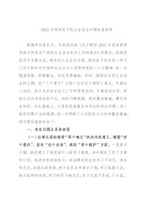 2022年领导班子民主生活会对照检查材料