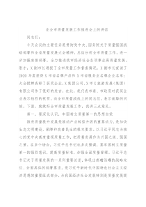 在全市质量发展工作推进会上的讲话
