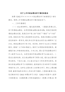 关于上半年政治理论学习情况的报告