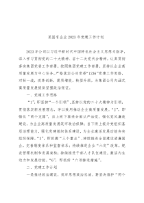 某国有企业2023年党建工作计划