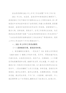 县自然资源局2021年上半年工作总结暨下半年工作计划