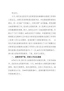 区应对新型冠状病毒肺炎疫情工作领导小组会议讲话