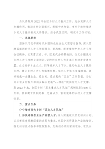 2022年X区推进乡村人才振兴工作计划