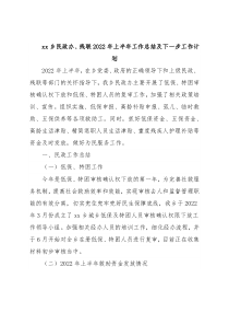 xx乡民政办、残联2022年上半年工作总结及下一步工作计划