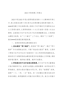 2023局党建工作要点