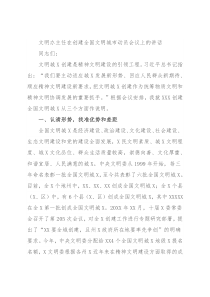 文明办主任在创建全国文明城市动员会议上的讲话