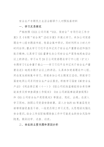 安全生产专题民主生活会副职个人对照检查材料