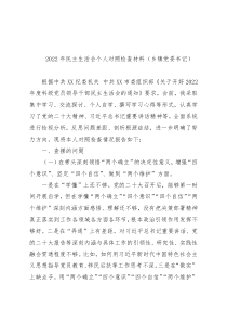 2022年民主生活会个人对照检查材料（乡镇党委书记）