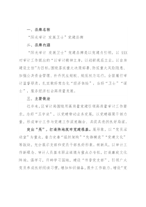 党建品牌创建工作材料：阳光审计 发展卫士（区审计局）