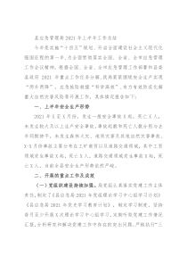 县应急管理局2021年上半年工作总结