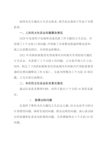 县委班子党史学习教育民主生活会对照检查材料