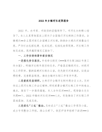 2022年乡镇河长述职报告