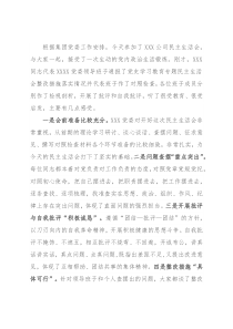国有企业党史学习教育专题民主生活会点评提纲