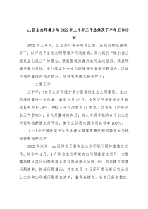 xx区生态环境分局2022年上半年工作总结及下半年工作计划