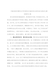 市基层组织建设专项巡察有关推进党支部标准化规范化建设情况汇报