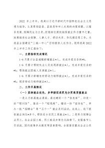 县人力资源和社会保障局2022年上半年工作汇报