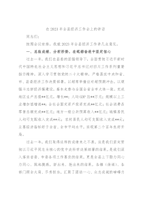 在2023年全县经济工作会上的讲话