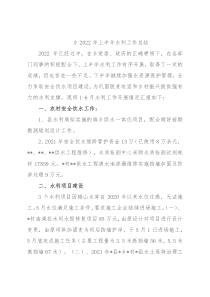 乡2022年上半年水利工作总结