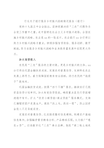 行长关于银行服务乡村振兴战略情况报告（银行）