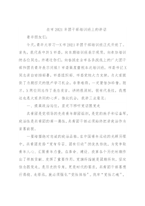 在市2021年团干部培训班上的讲话