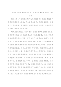 在全市自然资源和规划系统工作暨党风廉政建设会议上的讲话