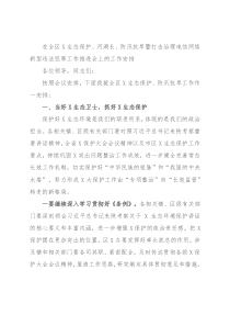在全区X生态保护、河湖长、防汛抗旱暨打击治理电信网络新型违法犯罪工作推进会上的工作安排