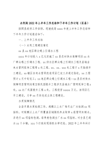 水利局2022年上半年工作总结和下半年工作计划（区县）