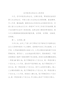 在市政府全体会议上的讲话