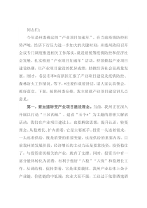 在全州产业项目建设、疫情防控和森林防火工作调度推进会议上的讲话