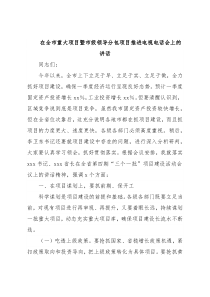 在全市重大项目暨市级领导分包项目推进电视电话会上的讲话