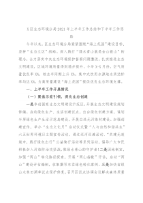 X区生态环境分局2021年上半年工作总结和下半年工作思路