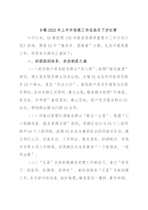 乡镇2022年上半年党建工作总结及下步打算