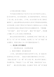 公司党支部任期工作报告