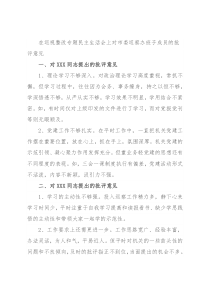 在巡视整改专题民主生活会上对市委巡察办班子成员的批评意见